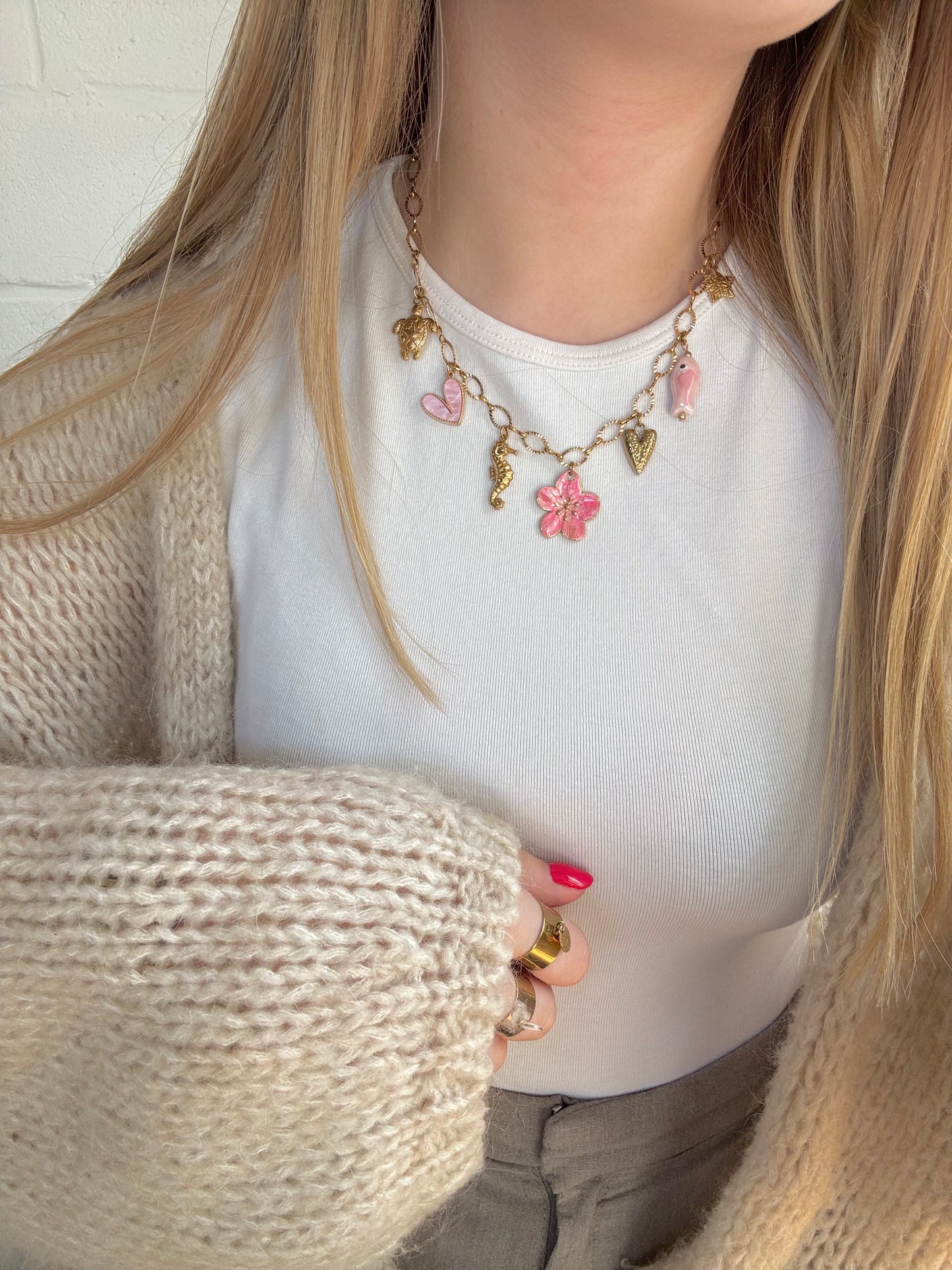 Collier Floral rose